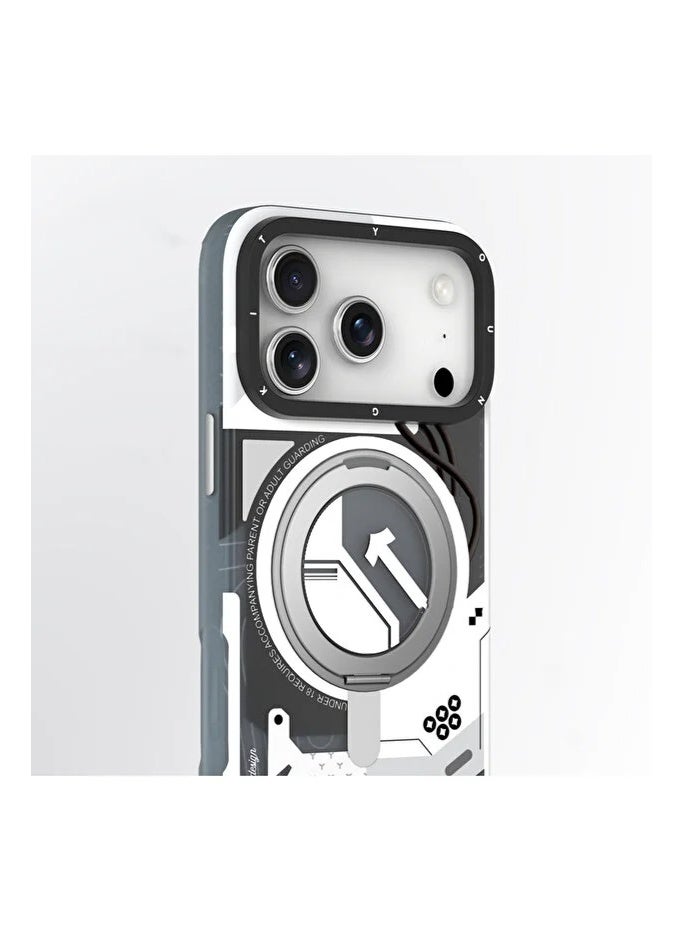 YOUNG KIT Youngkit StarShip Series Magnetic Rotating Stand Model For iPhone 17 Pro Max - White Wing - Image 2